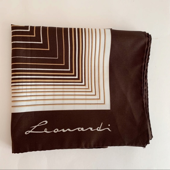 Vintage Leonardi Geometric Square Scarf Ivory 30"x30" - Picture 7 of 8